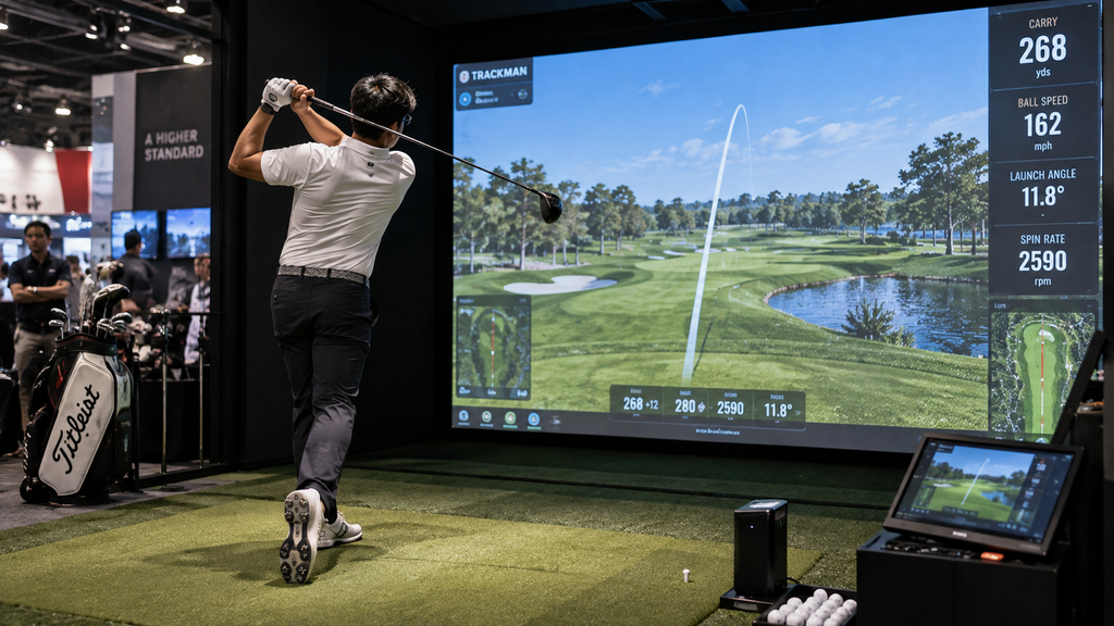 Indonesia Golf Festival 2026 Dibuka di ICE BSD, 120 Lebih Exhibitor 6 Pengunjung mencoba teknologi simulator golf canggih di area pameran IGF.